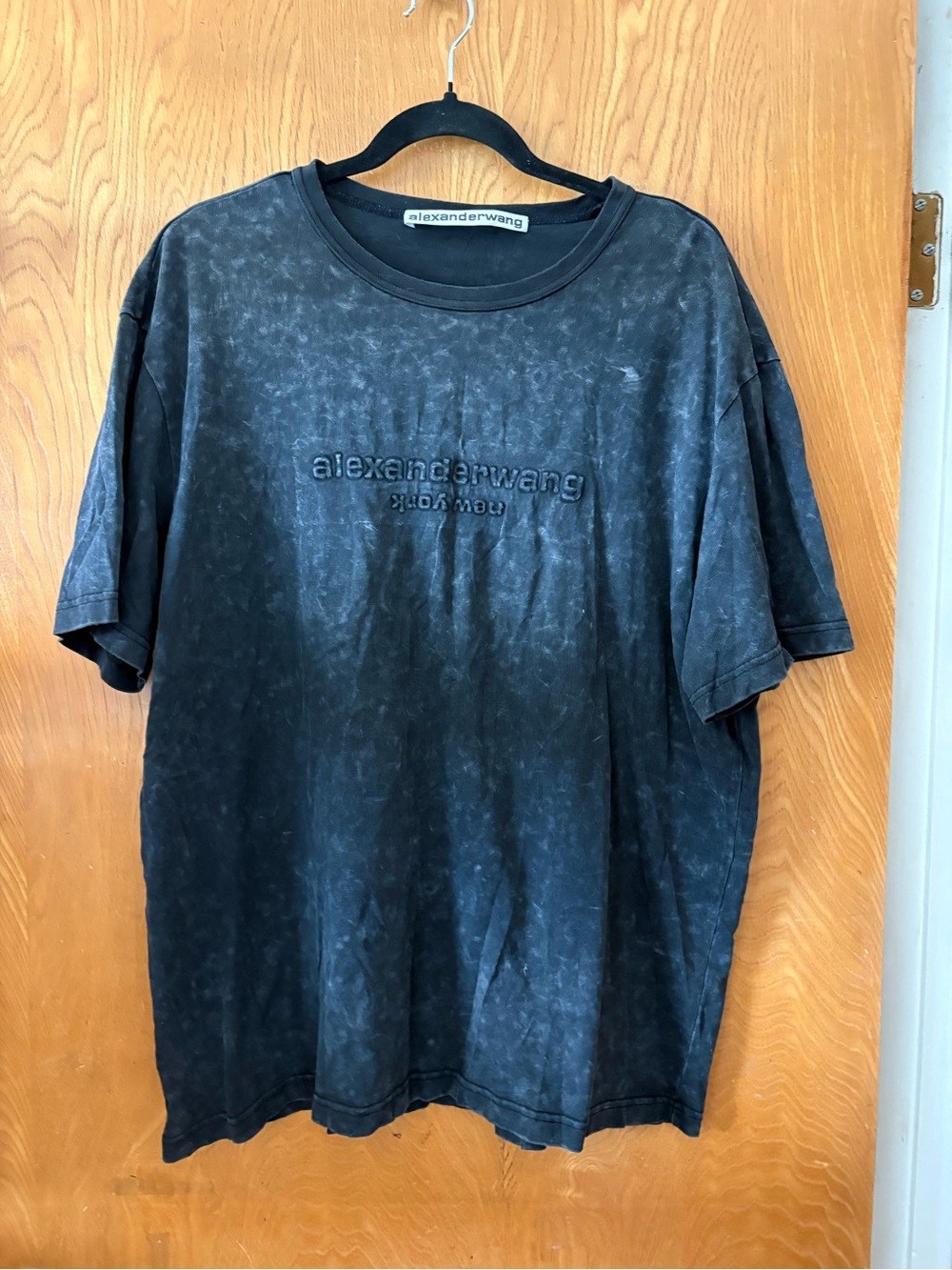 Alexander Wang Washed Black Embroidered Logo Tee L